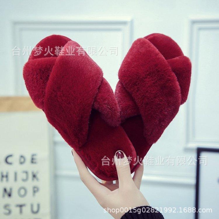 Mao Mao slippers women wear new trendy slippers winter home fashion cross cotton slippers women