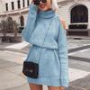 Premium Quality Autumn And Winter Mid Length High Collar Off Shoulder Sweater Dress Mini Dress For Effortless Style