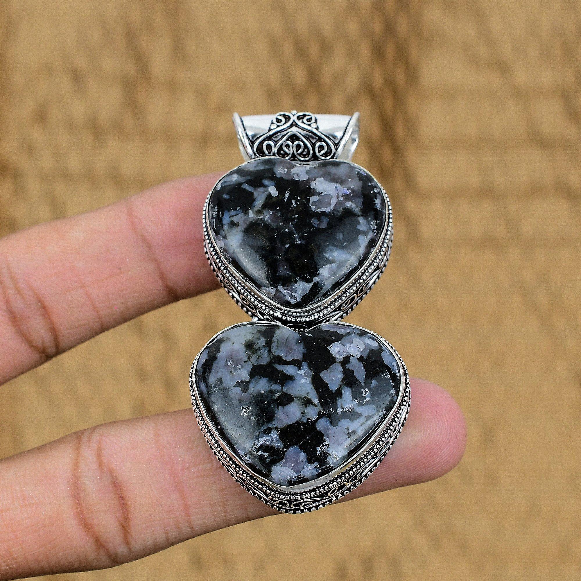 

Anniversary Gift For Her Natural Mystic Merlinite Pendant Vintage 925 Silver