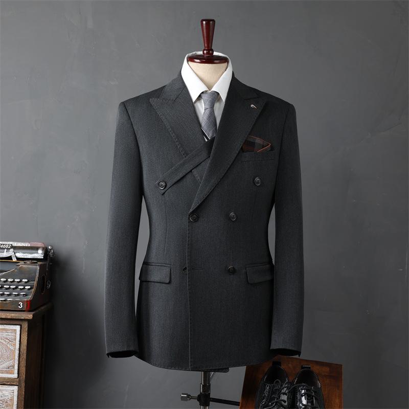 Men's Korean Style Double-Breasted Formal Suit - Perfect for Weddings, Business, or Best Man Attire