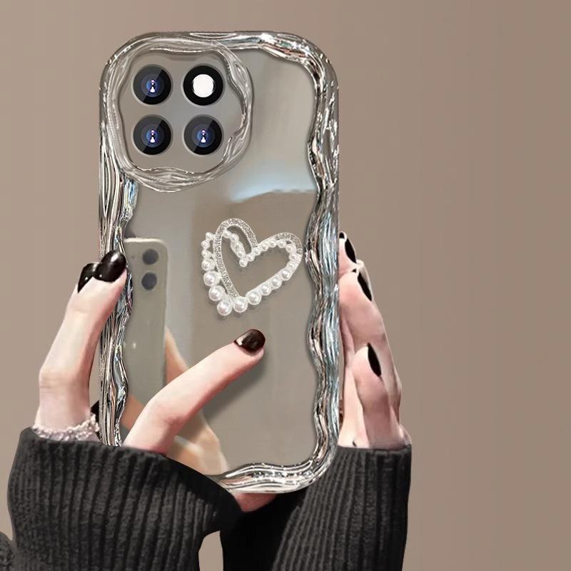 

Подходит для чехла для мобильного телефона iPhone 15 Креативное гальваническое покрытие Любовь 13 Apple 14 Противоударный чехол 16Promax Мода iPhoneSE 2020