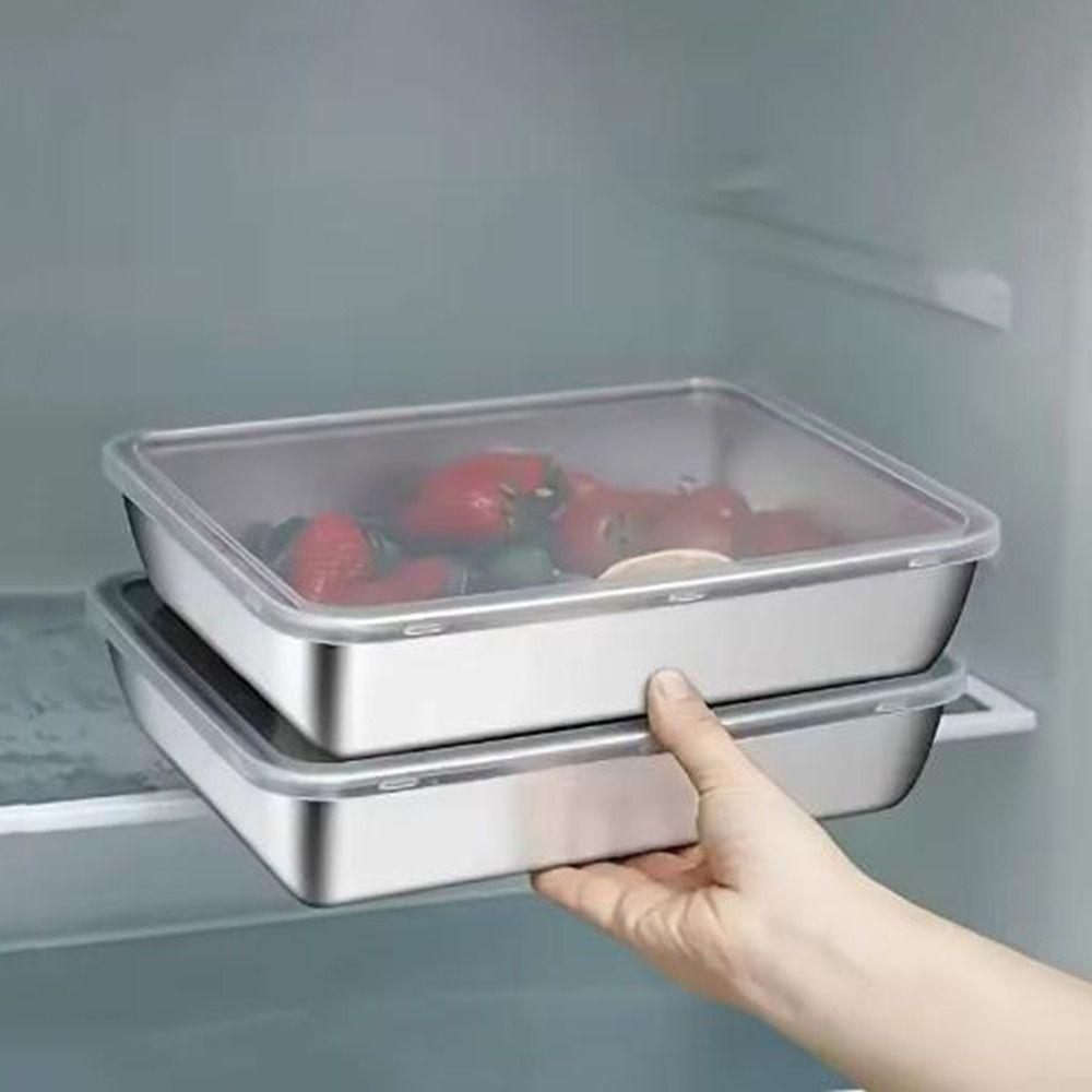 Rectangular Fresh-Keeping Packaging Box Stainless Steel Kitchen Organizer  for Home