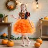 New Girls' Halloween Puff Sleeve Mesh Dress Costume