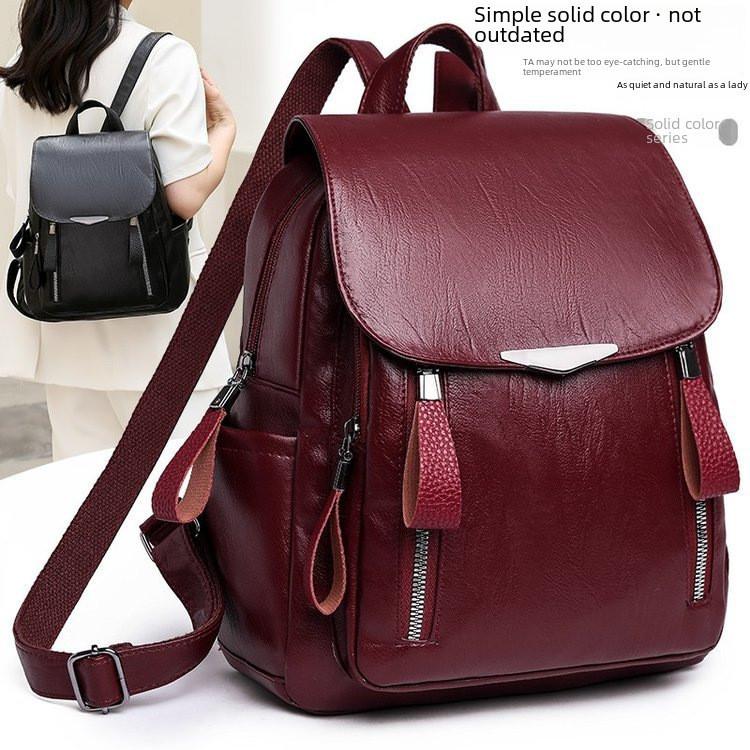 Fashionable Pu Leather Women's Backpack Large Capacity For Casual Travel