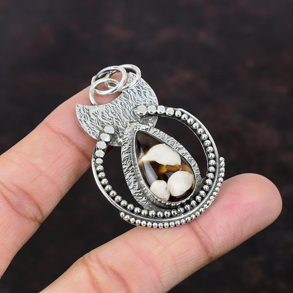 Peanut Wood Jasper Pendant 925 Sterling Silver Pendant Dainty Gemstone Jewelry Handmade Brand New Pendant Engagement Gift Birthstone Pendant