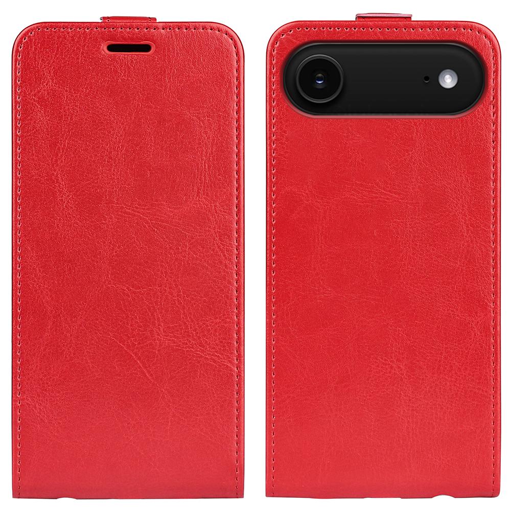 

For iPhone 17 Air Case with Card Slots Vertical Flip Leather Phone Cover Red