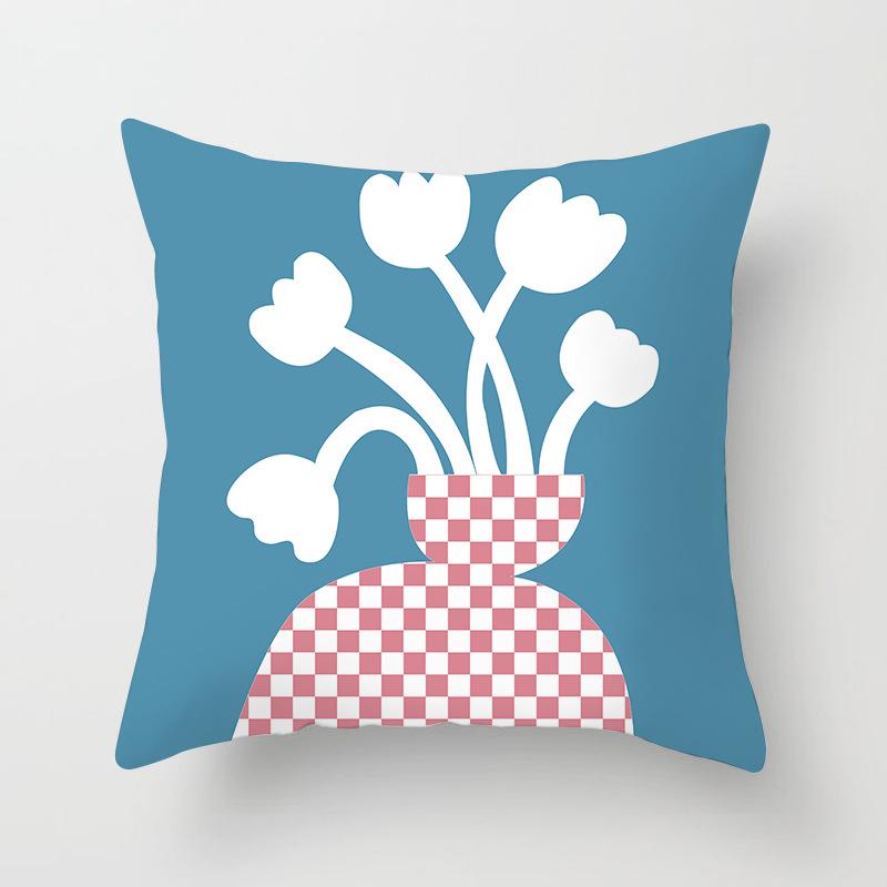 Nordic Ins Style Small Fresh Pillowcase Abstract Plant Flower Scenery Sunset Car Sofa Cushion Cushion Cover