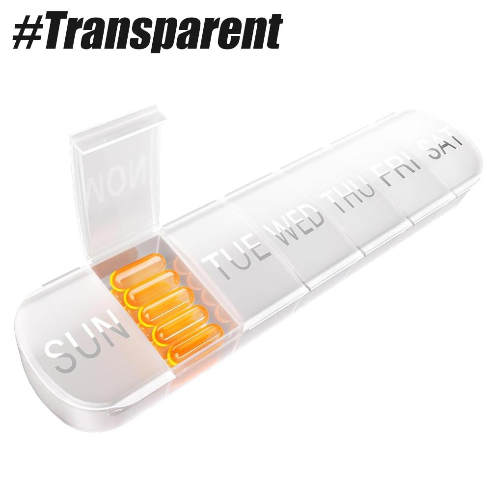 

Travel Pill Box 7 Day Extra Large Compartments Vitamin Holder, Daily Pills Container 7Day Medicine Dispenser For Fish Oil Case