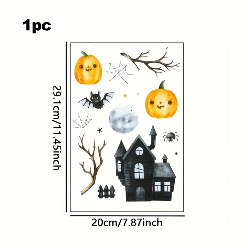 Halloween 3D Night Light Bat Wall Stickers, Witch Bat Broom Flying Stickers, Pumpkin House Horror Stickers
