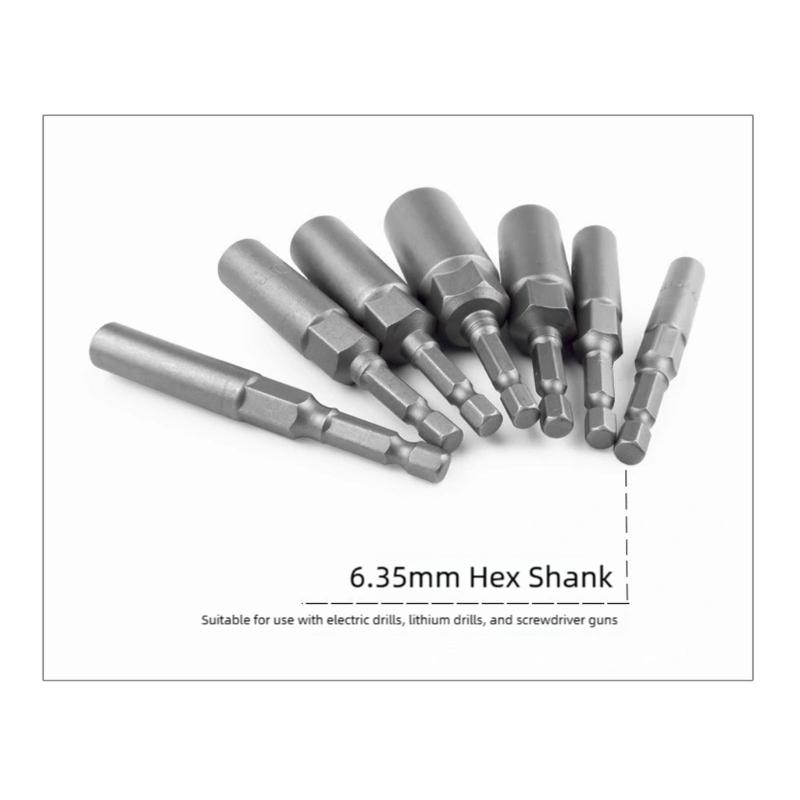 1/4inch Wrench Hexagonal Bit Socket Set Long Impact Drill Socket Adapter Drill Bit Extension Socket Adapter for Electric