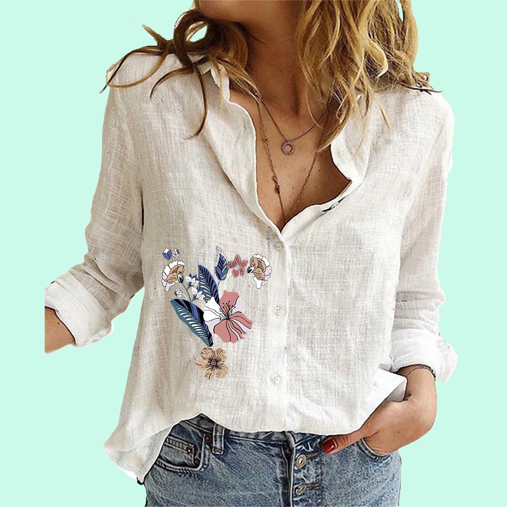 Летняя и осенняя модная рубашка с цветочным принтом для женщин — фото 5