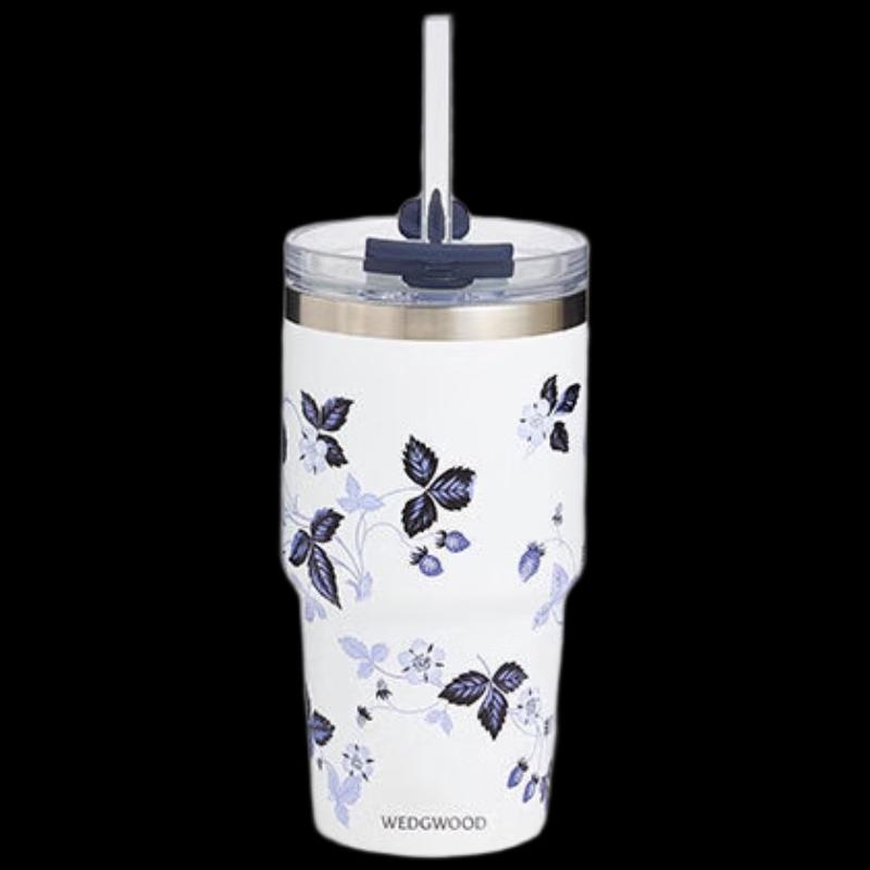 Wedgwood Wild Strawberry Ink Blue Insulated Straw Mug 592ml
