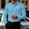 Men's Shirt Collar Long Sleeved Shirt Rose Print Design Simple Slim Fit Single Breasted Men's Top