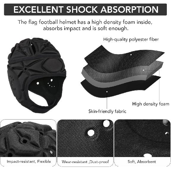 Soft Shell Helmet Flag Football 7v7 Rugby Headgear Scrum Cap Soccer Headguard for Adult Youth Kids