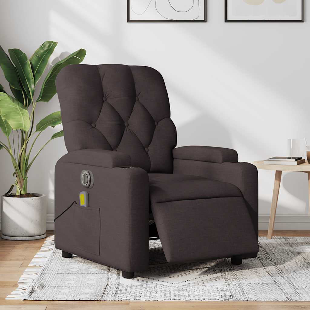 Electric Massage Chair Dark Brown Fabric