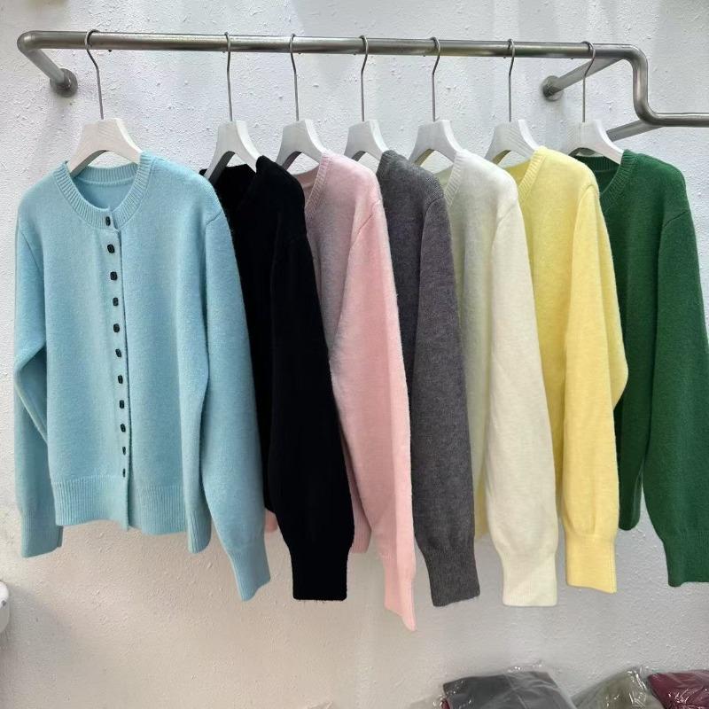 Simple Temperament Round Neck Single-breasted Knitted Cardigan Women's Soft Waxy Skin-friendly Long-sleeved Versatile Knitted Cardigan
