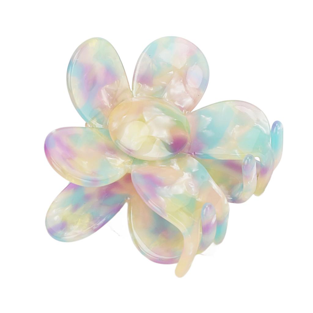 Flower Shape Hair Clamp Acetate Plastic Hair Claw Clip Back Head Headwear for Women Girls Creamy