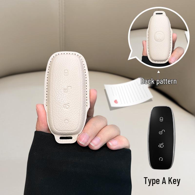 French Style Leather Key Case for BYD D9/N7/N8 - Full Coverage Remote Control Protective Shell