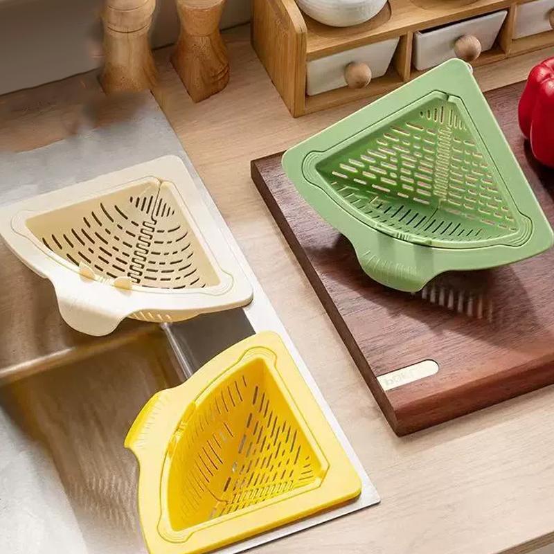 Panier Égouttoir Magnétique Triangle pour Évier Panier Suspendu pour Légumes et Fruits Passoire Égouttoir Étagère de Rangement Filtre de Cuisine Collecteur de Déchets Alimentaires