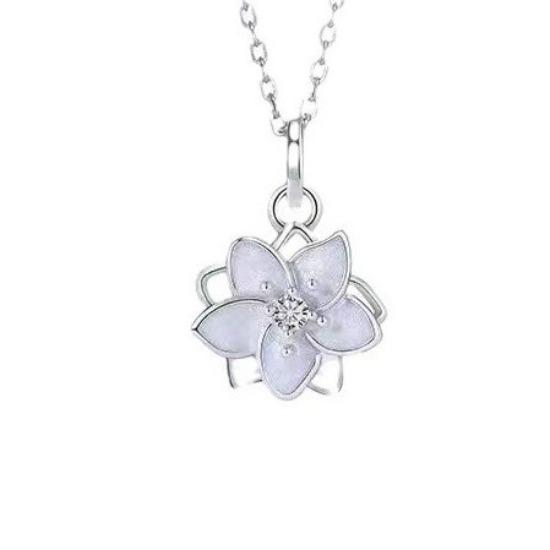 Rotating jasmine necklace women's niche high-end sense light luxury new Chinese rotating flower pendant collarbone chain