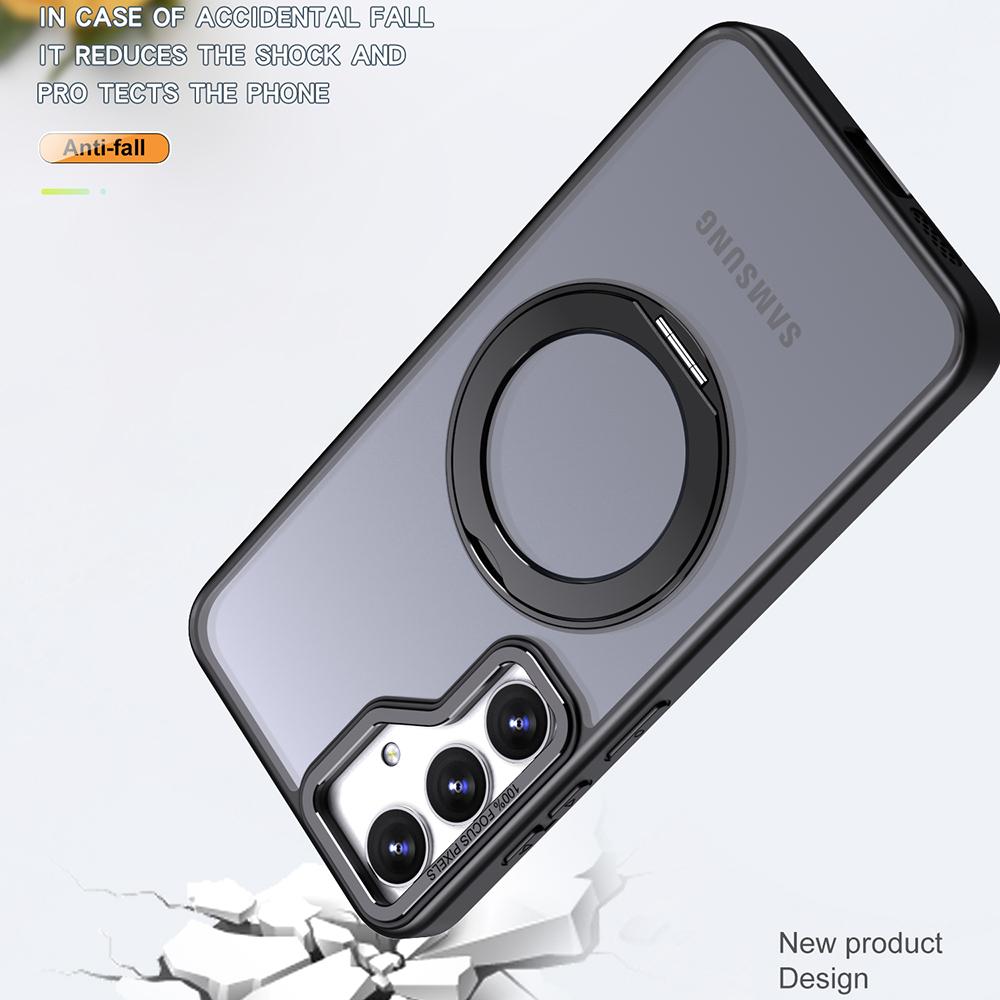 For Samsung Galaxy S25+ Case Rotating Magnetic Kickstand Acrylic+TPU Shockproof Phone Cover
