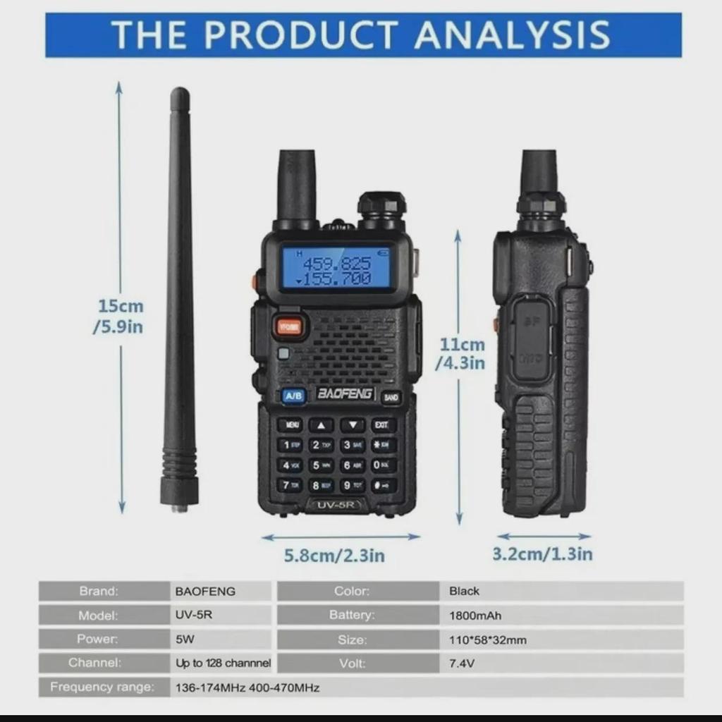 Baofeng UV-5R High-Power Dual-Band Long-Range Walkie-Talkie (English Version)