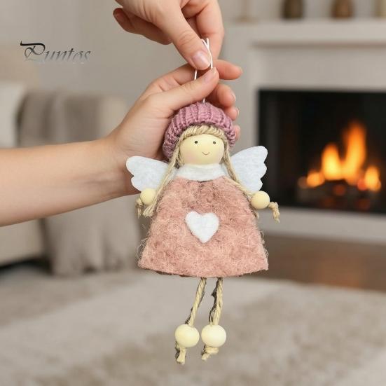 Cute Angel Figurines for Decor Plush Doll Ornaments, Christmas Fairy Girl Hanging Pendant Pastel Holiday Tree Decorations Home Decor, Party, New Year,