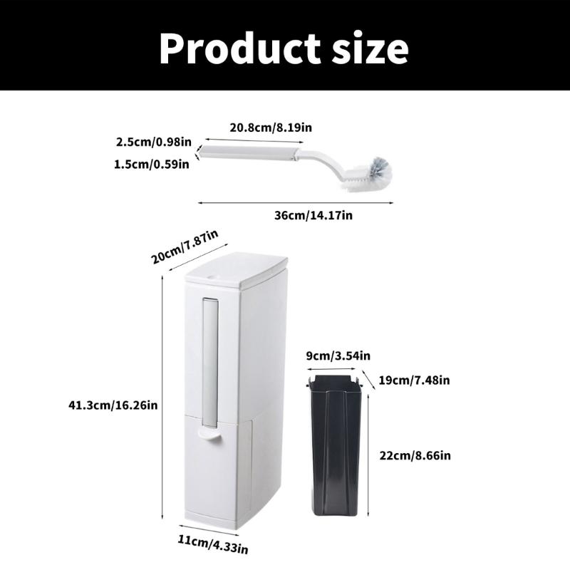 Plastic Garbage Can with Press Type Opening Large Capacity Trash Can Waste Bin Toilet Brush for Daily Disposal Need