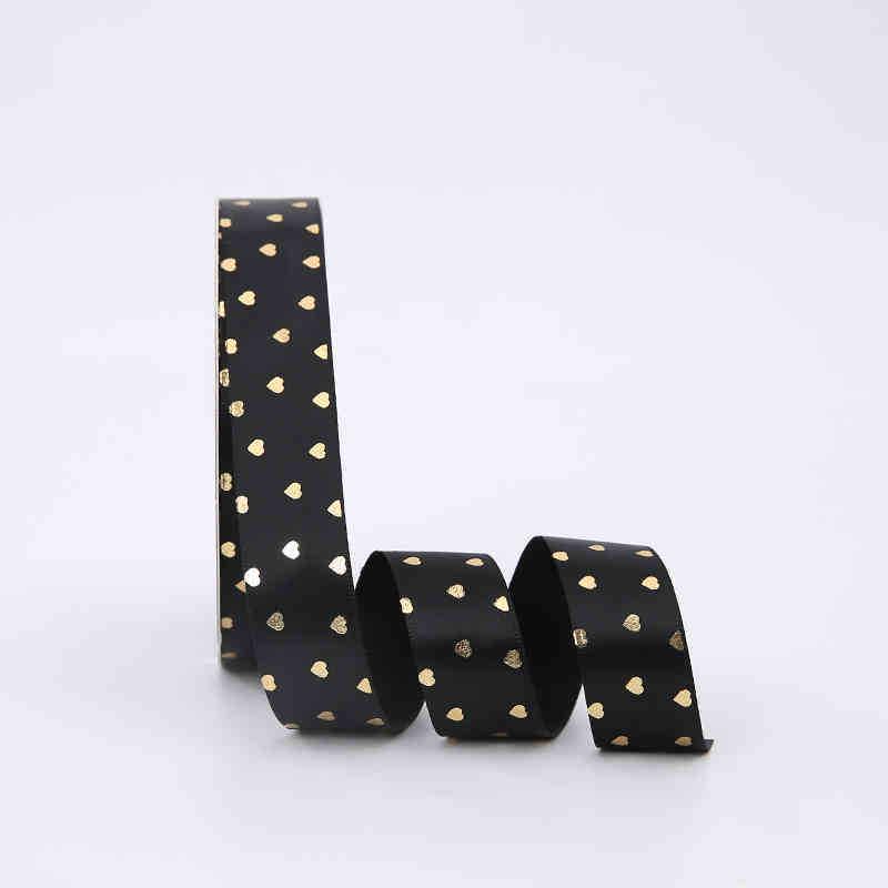 Gold-stamped Polyester Gift Ribbon Bow for Cakes & Floral Packaging