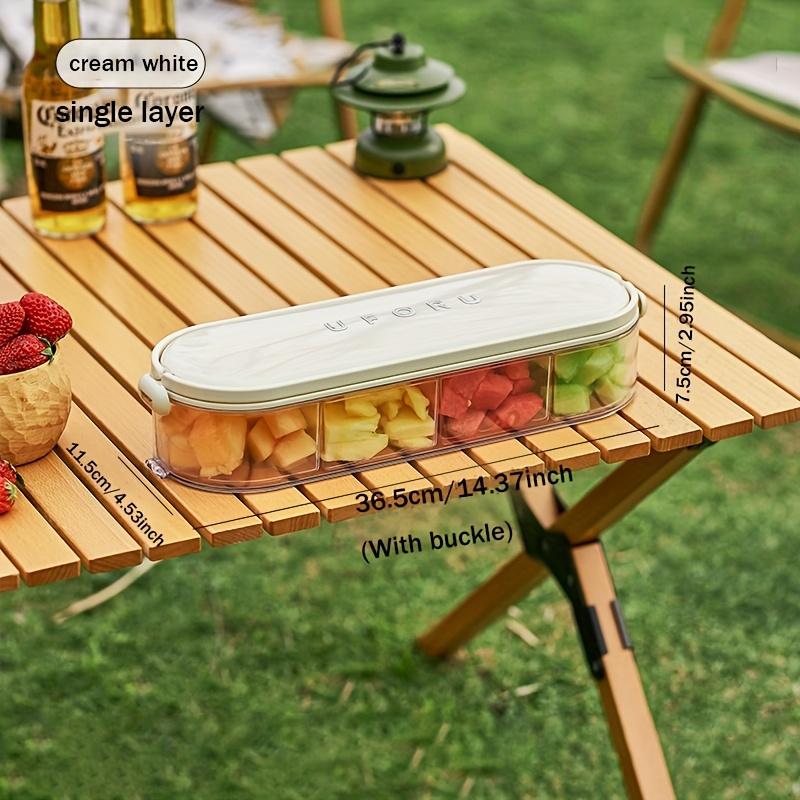 

Портативная корзина для хранения фруктов с ручкой, прочный пластиковый органайзер для пикника, прозрачная крышка для удобной переноски, для путешествий, кемпинга, пикников на открытом воздухе 1Layer белый