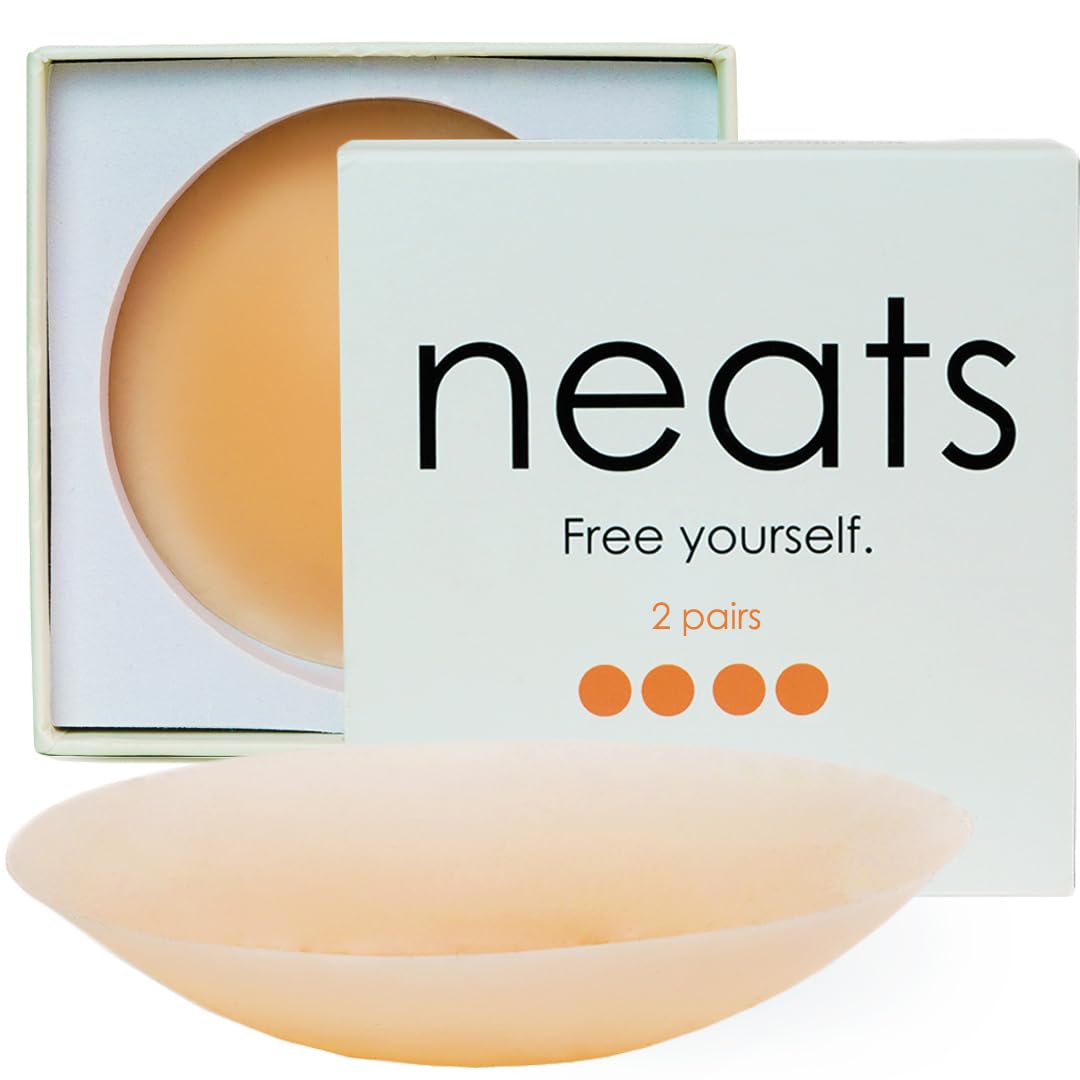 

NEATS Nipple Cover 2 Reusable Hypoallergenic Sticky Adhesive Silicone Breast Strapless Bra Nipple Pasties for Dress or Lingerie Breast Concealer Pasty