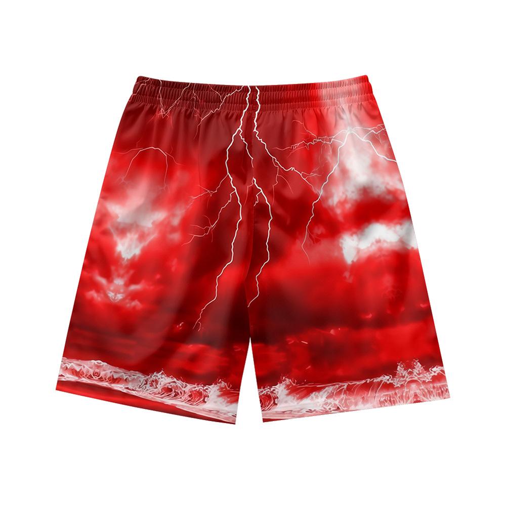 Europäische Und Amerikanische Dunkle Natürliche Blitz Element Herren Freizeitshorts Strandhose