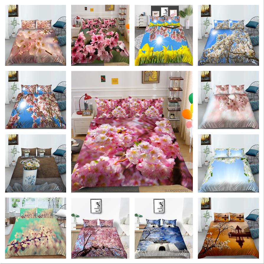 

Комплект домашнего постельного белья с 3D-цветочным принтом, полноразмерная наволочка из микрофибры и пододеяльник, 2/3 предмета, подходит для домашнего постельного белья для девочек