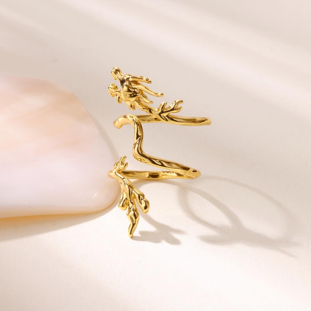 Vintage Dragon Rings For Women Gold Color Punk Opening Adjustable Dragon Ring Hip Hop Jewelry Accessories Gifts