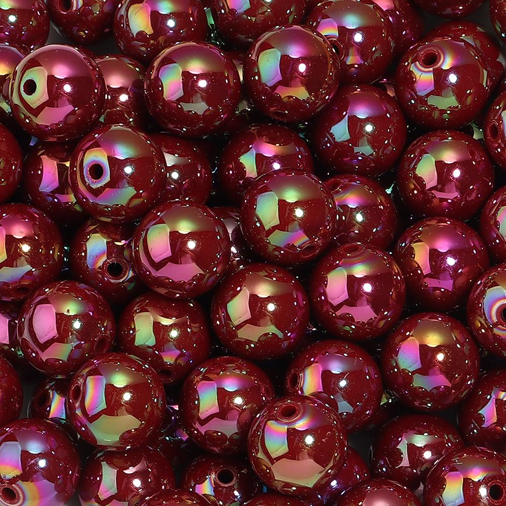 20-200pcs/lot 6-16mm Plated UV Colored Acrylic Ball Beads Loose Spacer Round Bead For DIY Phone Chain Bracelet Jewelry Accessory