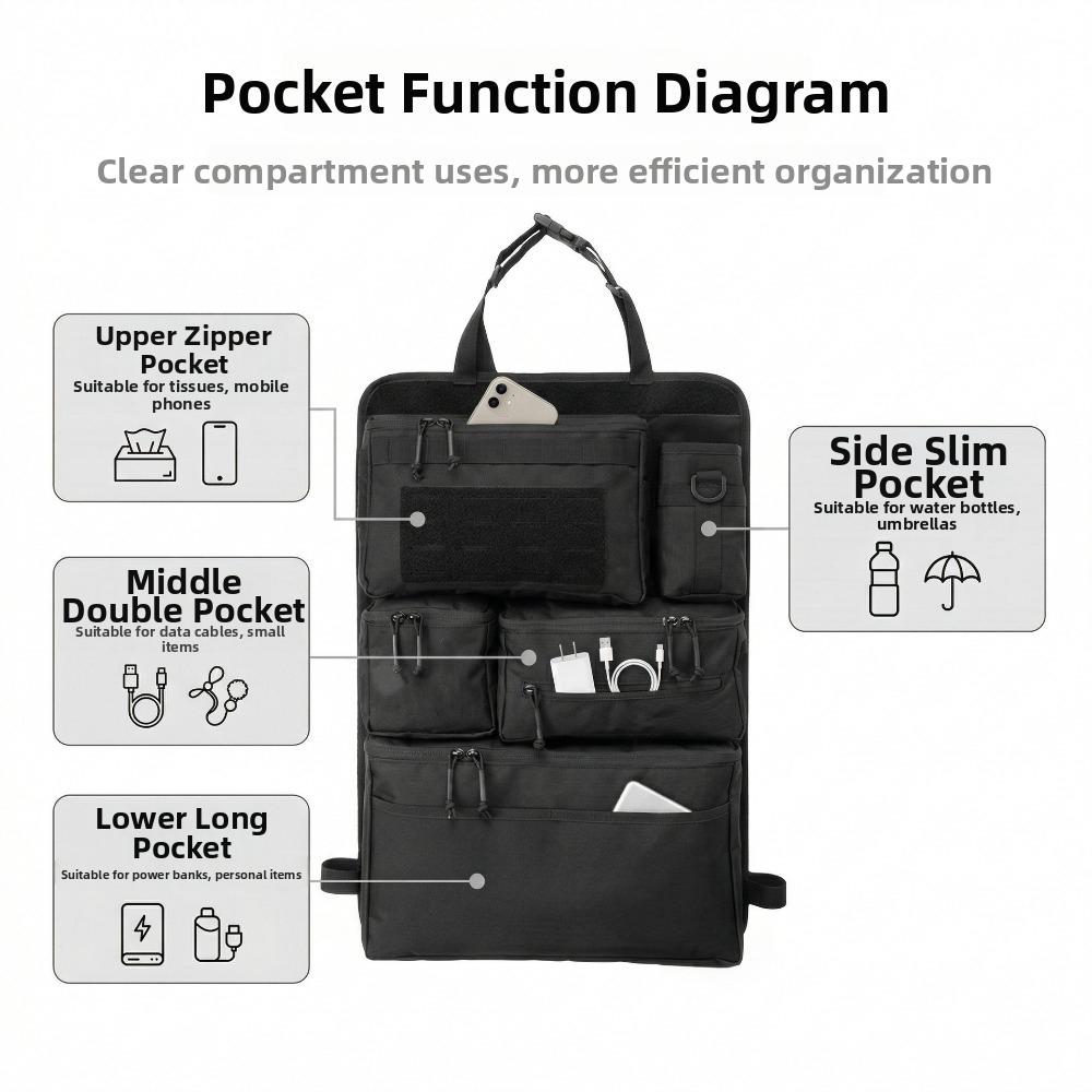 Portable Car Seat Back Storage Bag Multifunctional Hanging Rear Seat Bag  Camping Accessories