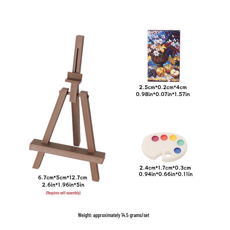 Mini Dollhouse Painting Easel and Palette Ornament - DIY Decorative Scene Accessories