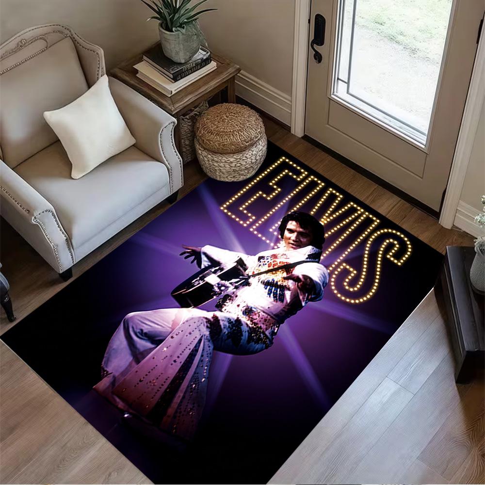Elvis Presley Guitar Performance Floor Rug Office Rug Design for Hallway Decorate room Kitchen Bedrooms Antislip Carpet Anime Office Decor
