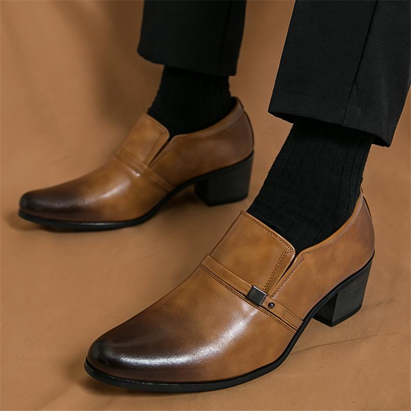 New British Designer Black Brown Pointed Cuban Shoes for Men Formal Wedding Prom Dress Homecoming Pageant  Zapatillas Hombre