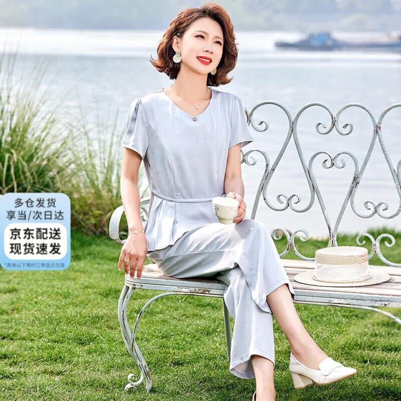 XUEXI Women s Summer Short-Sleeve Casual Two-Piece Set 5XL