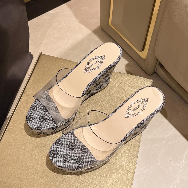 Damen High Heel Sandalen, transparente Sommer Hausschuhe, Plateauschuhe, trendige Clogs, 2025