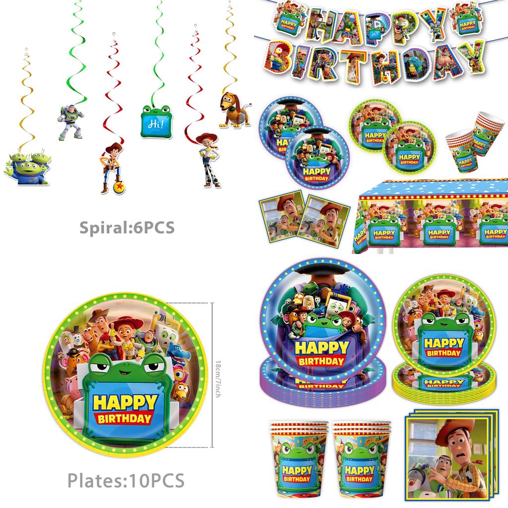 Conjunto de Artigos de Festa Toy Story Com Pratos de Papel e Faixa Para Celebração de Aniversário de Crianças