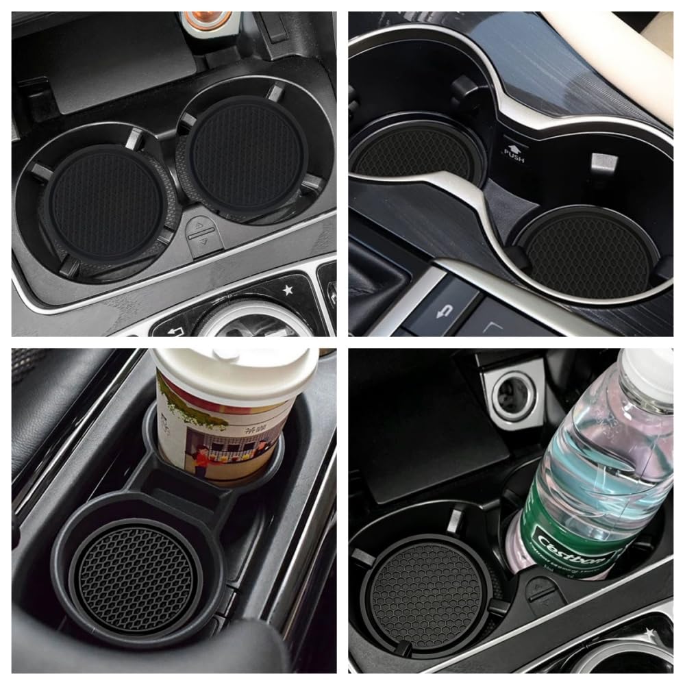 Car Cup 70mm Ornament Coasters with Embedded Universal Cup Car Interior Universal Fit Cup Coasters for Black PVC Comfortable for Home Use of Coasters,