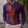 Spring Autumn Men New Long Sleeve 3D Digital Print Polo Shirt Men Sport Business Casual Golf Polo Shirt Tops