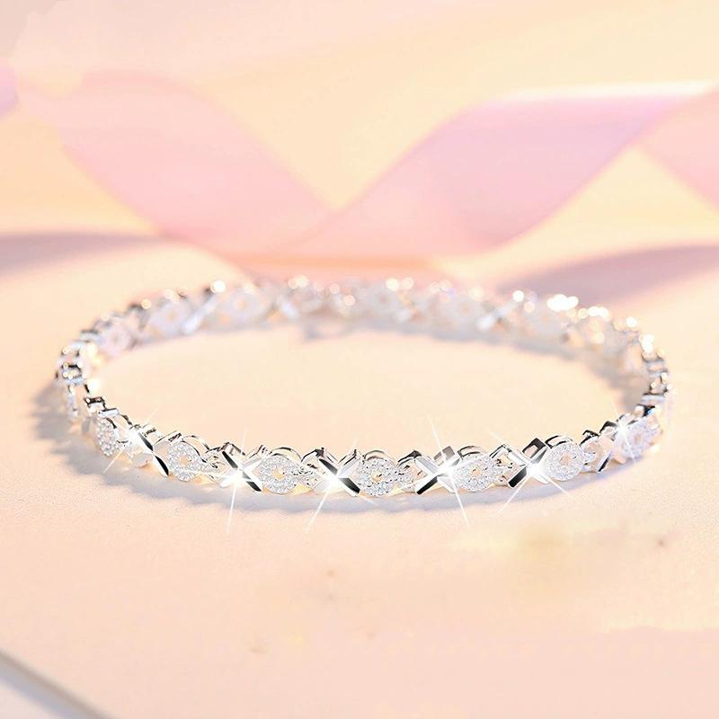 925 Silver Heart Shaped Bracelet For Women Retro Korean Versatile Zircon Charm Bracelets Party Jewelry Gifts