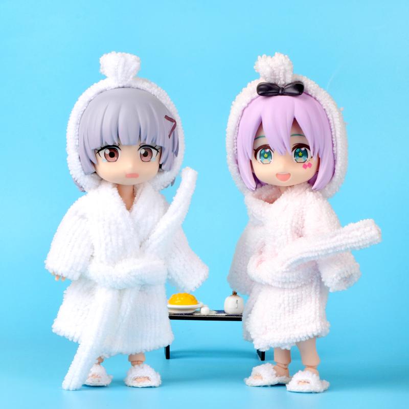 OB11 Doll Pajamas Bathrobe Top Suit For Ob11 1/12 Doll Outfit Daily Casual Accessories For Children Diy Comes With Slippers