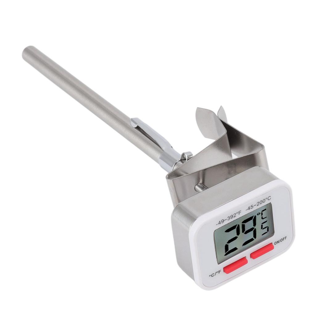 Food Thermometer Regulable Clip Large Display Screen Detachable Stainless Steel White Kitchen