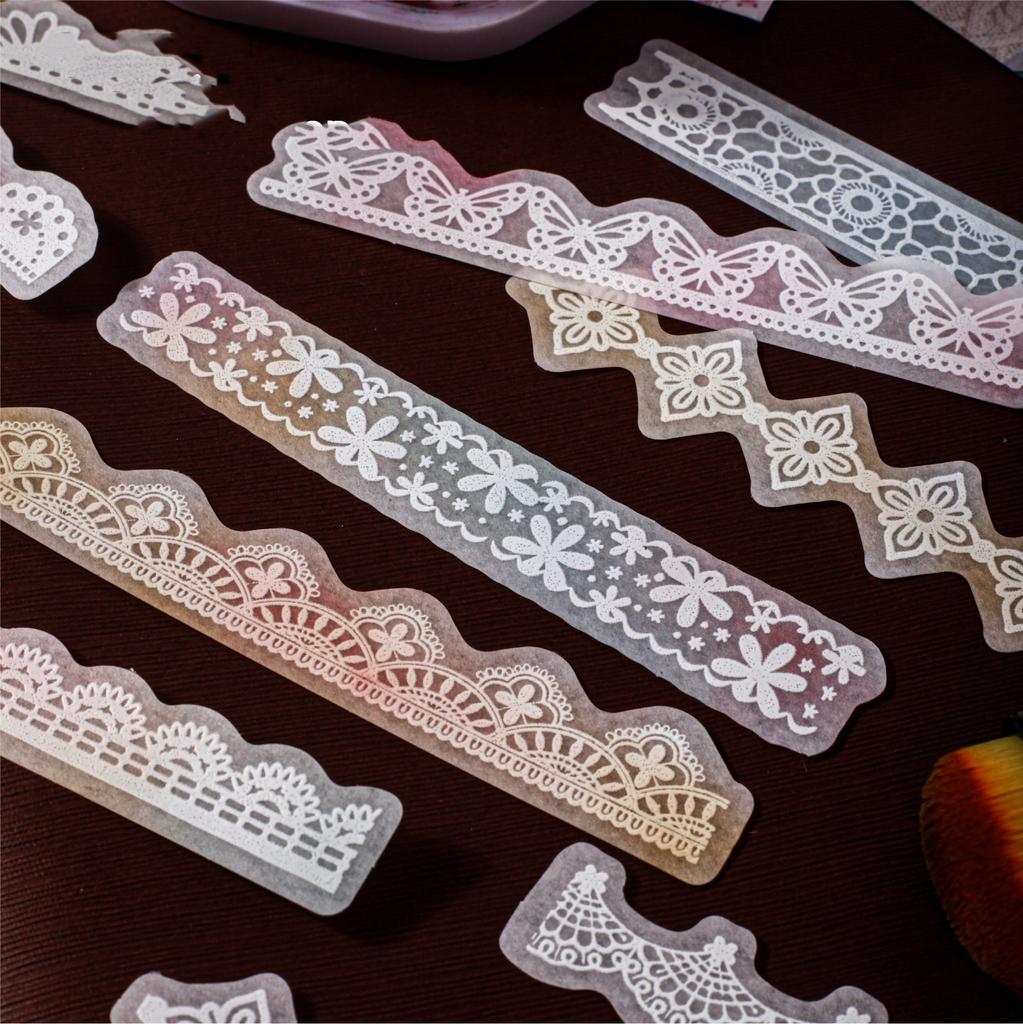 Lace Dance Series Vintage Lace Flower Landscape Material Package Creative DIY Junk Journal Collage Scrapbooking Stationery
