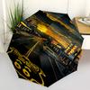 Route 66, Neon-Schilder-Thema, Automatischer Öffnungs- und Schließschirm, Helle Farbe, 8 Speichen, Tragbarer Schirm, Geeignet für Männer und Frauen, A