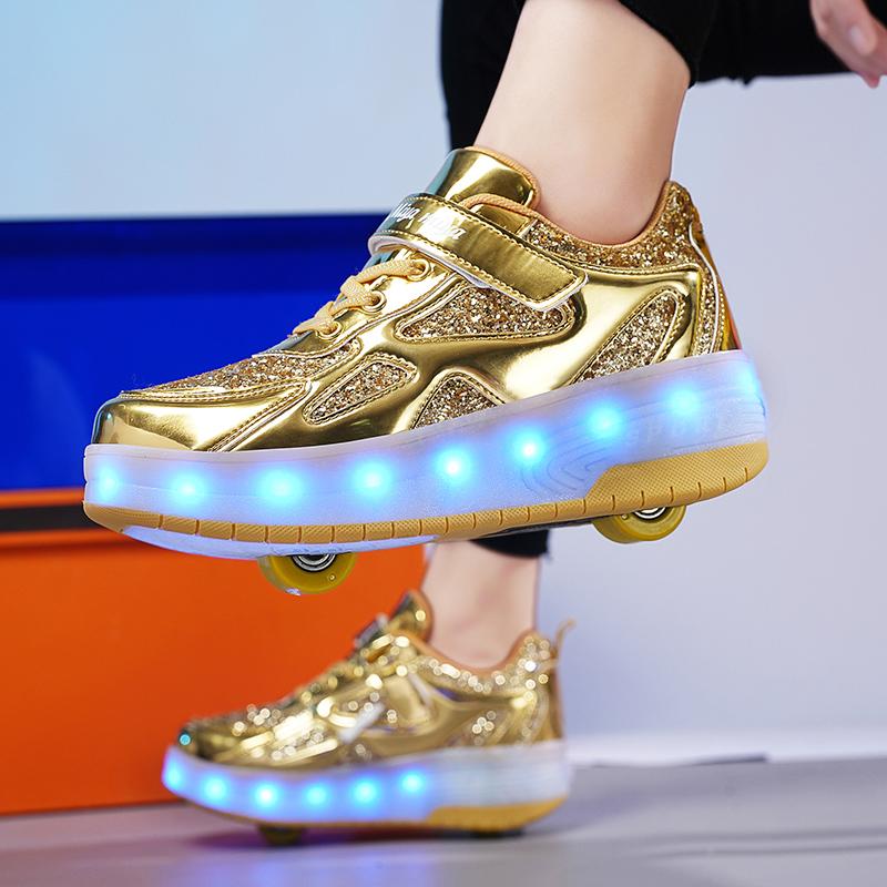 27-40 leuchtende Kinder-Sportschuhe können aufgeladen und auf leuchtende LED-Kinder-Leuchtschuhe für Mädchen umgestellt werden